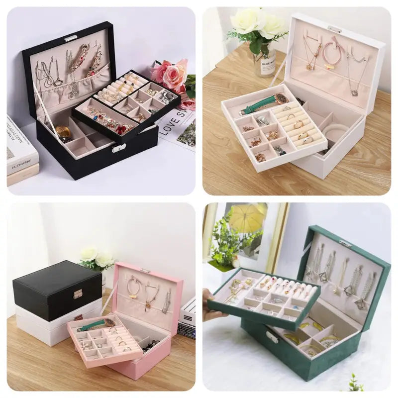 Double-Layer Jewellery Storage Box with Lock