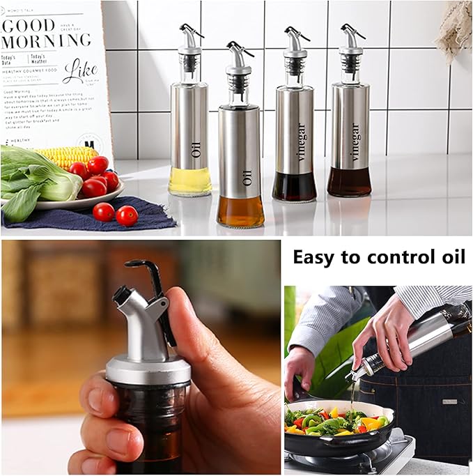 Glass Oil bottle for Kitchen 300ml with Stainless Steel Cover Body