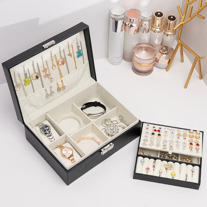 Double-Layer Jewellery Storage Box with Lock