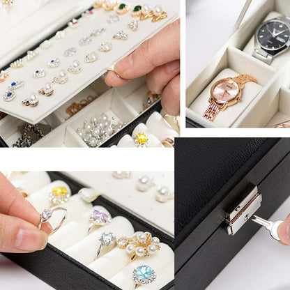 Double-Layer Jewellery Storage Box with Lock