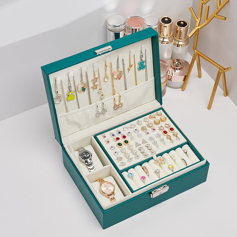 Double-Layer Jewellery Storage Box with Lock