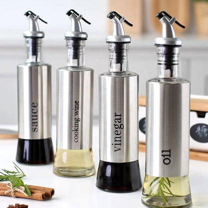 Glass Oil bottle for Kitchen 300ml with Stainless Steel Cover Body