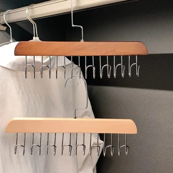 Multifunctional Wood Hanger 8 Hooks