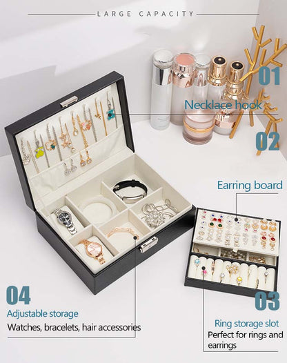 Double-Layer Jewellery Storage Box with Lock