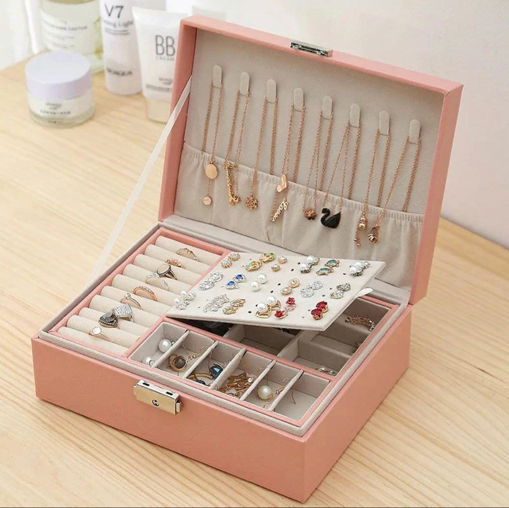 Double-Layer Jewellery Storage Box with Lock